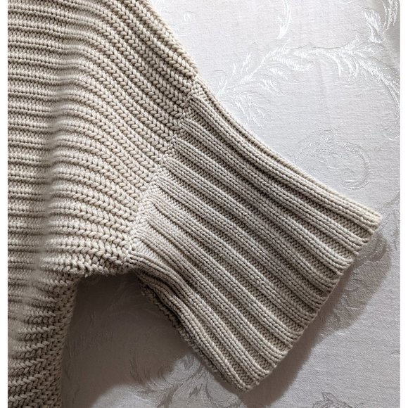 Pima Cotton Wool Heavy Rib Knit Dolman Sleeve Cardigan S Cabincore Chunky Boho - Picture 5 of 7